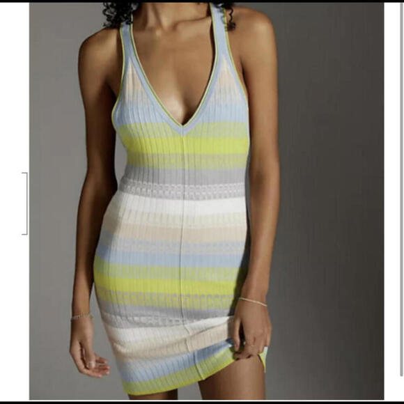 DAILY PRACTICE Anthropologie stripe ribbed mini dress - Picture 1 of 5